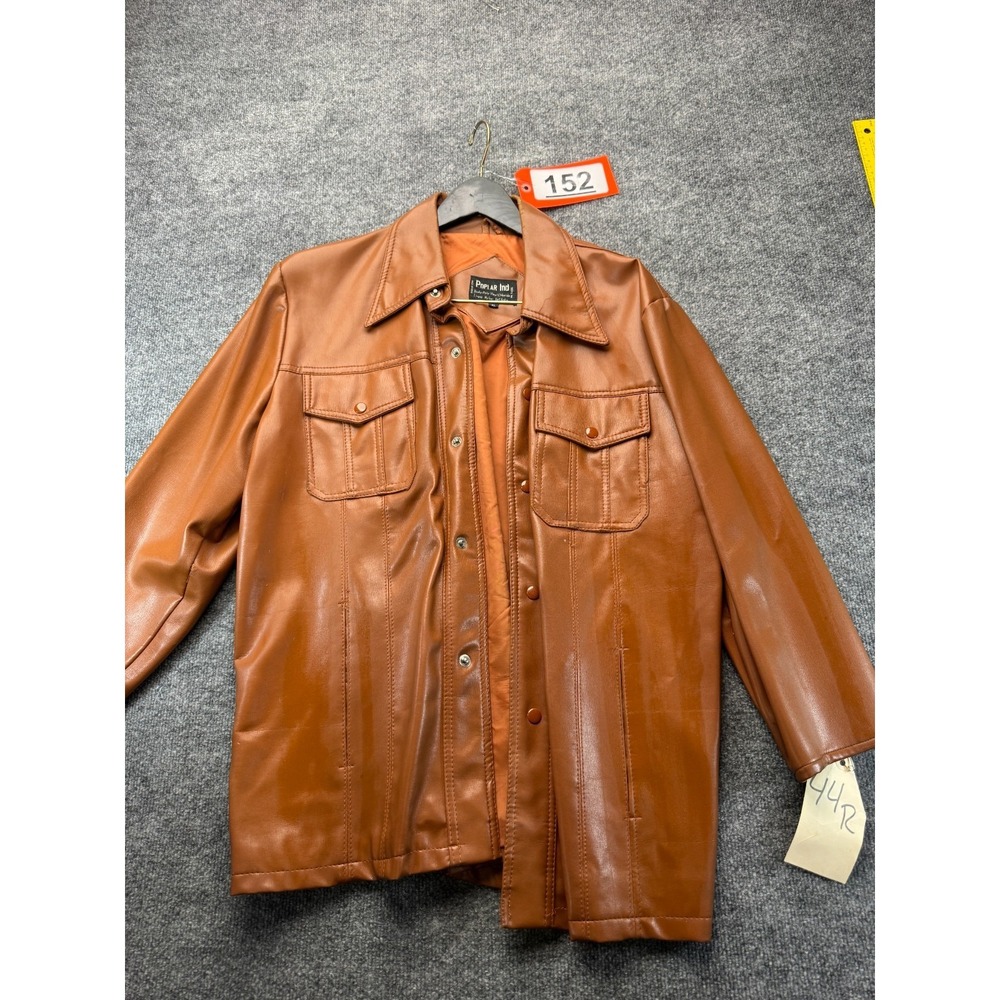 Vintage 1970s Poplar Ind. Men's Faux Leather Safari Shacket Jacket - Size XL